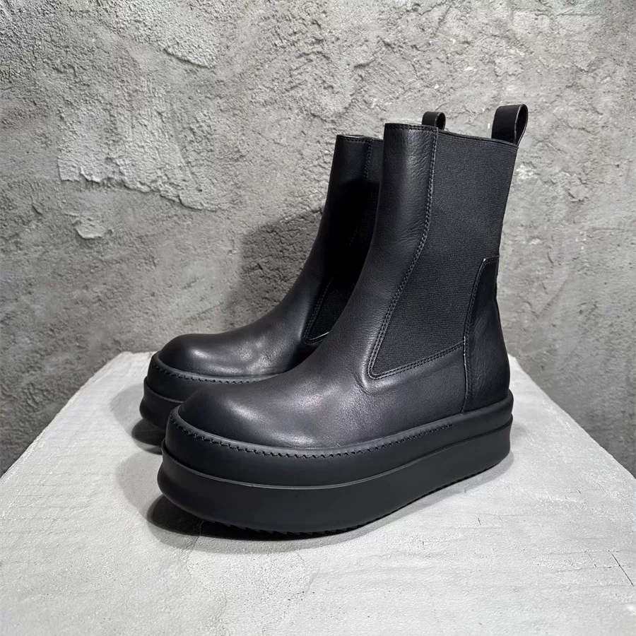 Xuan Zhan RO British style cowhide thick soled high rise Martin boots OWENS high chimney boots Chelsea retro short boots