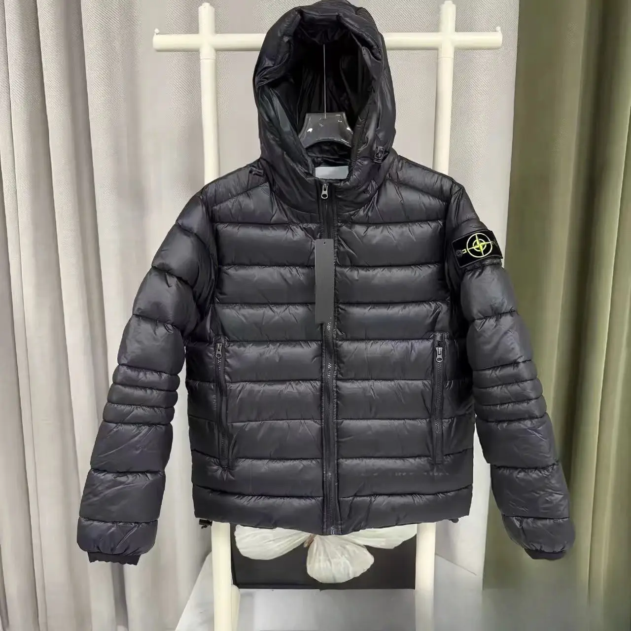 ST刺绣徽章袖标棉服面包服保暖纯色通勤亮面男女同款HYP