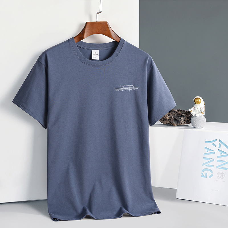 Short-Sleeved Men's Summer Pure Cotton Round-Neck T-Shirt, Thin Loose-Fitting Solid Color Base Shirt, Group Casual Wear Top, Half-Sleeved Women's