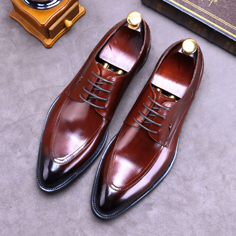 New men's formal leather shoes Korean version of leather business men's shoes fashion men's leather shoes a generation of hair leather shoes men