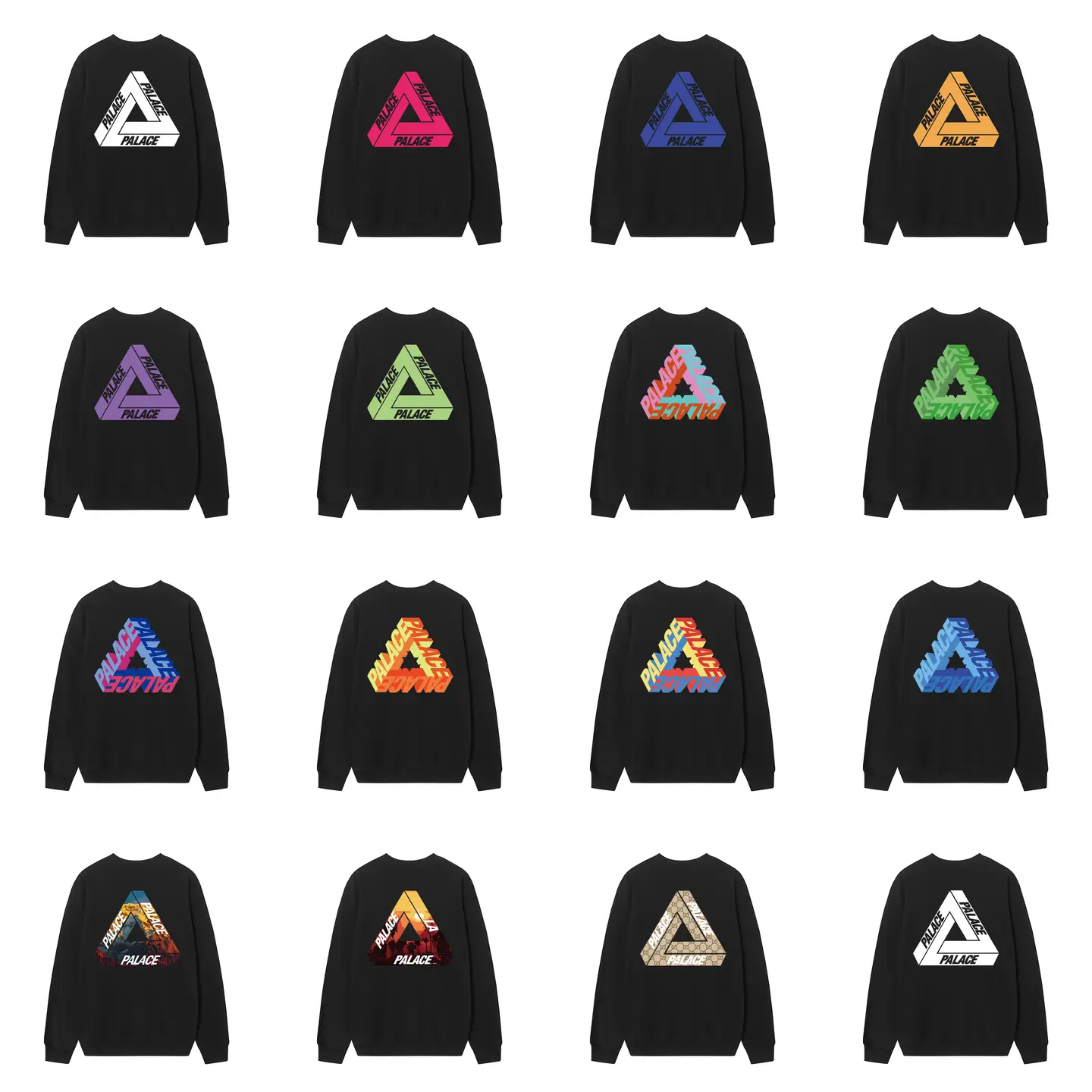 Trendy Brand Palace Basic Phantom Triangle Print Unisex Couple Loose Pure Cotton Autumn and Winter Crew Neck Sweatshirt