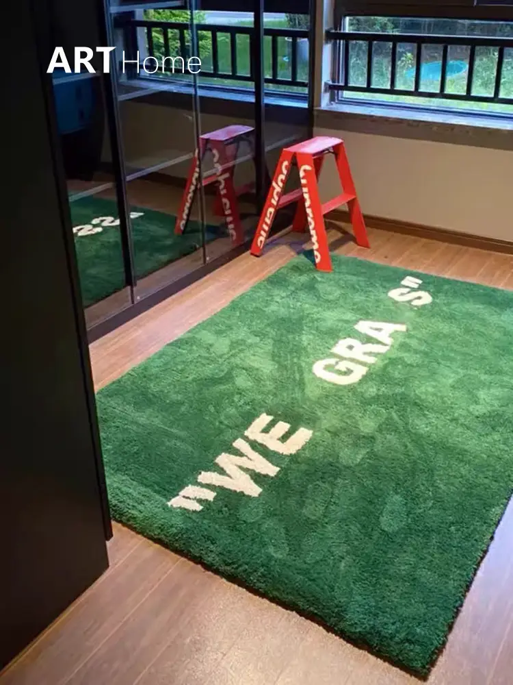 Wet Grass Green Grass Trendy Collaboration Macrad Trendy Brand Carpet Long-Pile Rug European Style ins Xiaohongshu Same Style