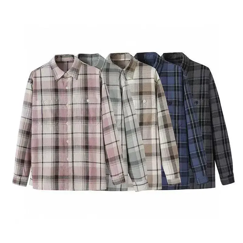 Men's Bamboo Cotton Plaid Shirt Jacket Long Sleeve E 480300 / 480299 / 476026 / 480923
