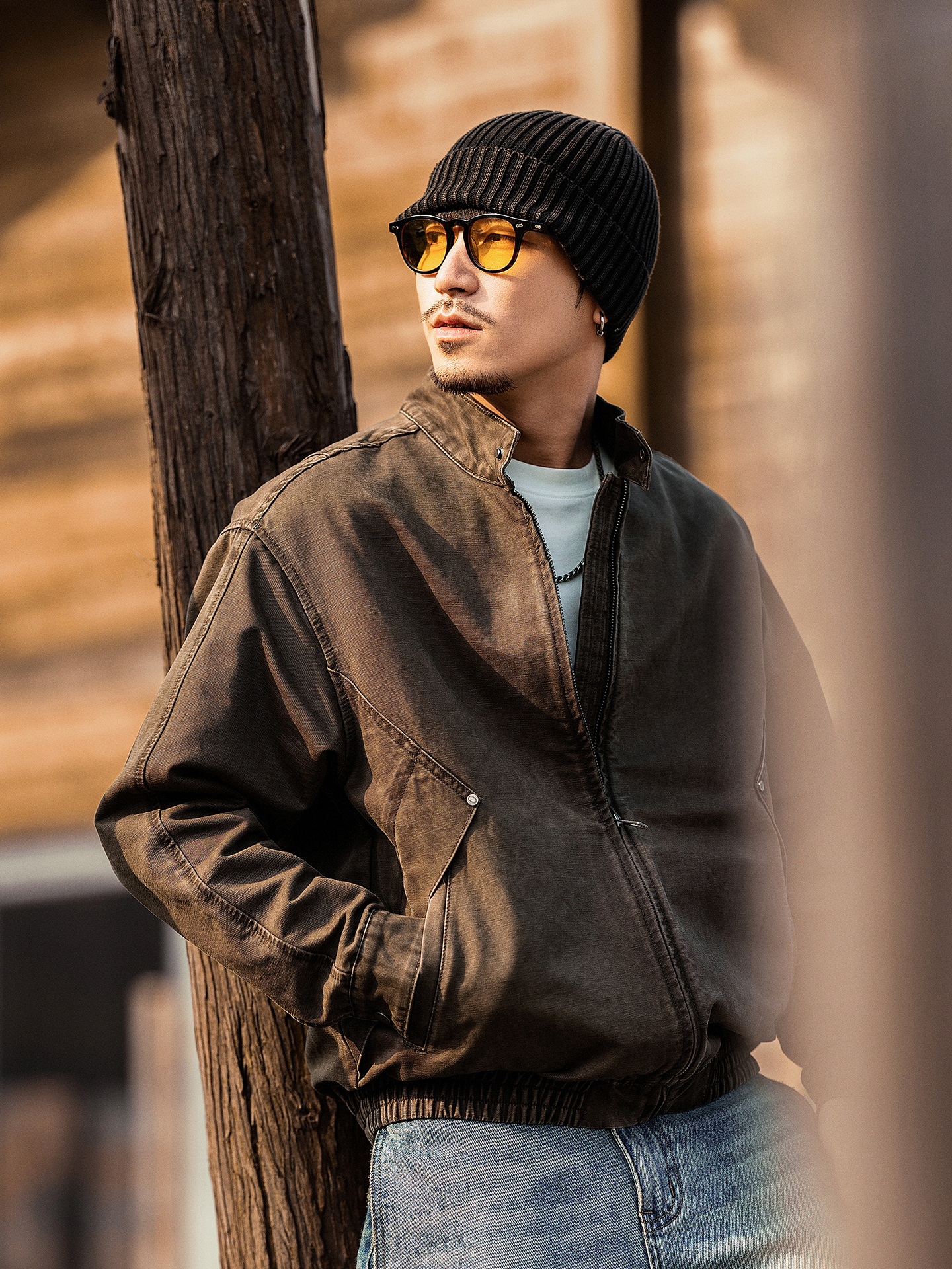 American Retro Spring Workwear Jacket 2026 New Men's Pure Cotton Horizontal Stripe Cool Biker Loose Tough Guy Jacket