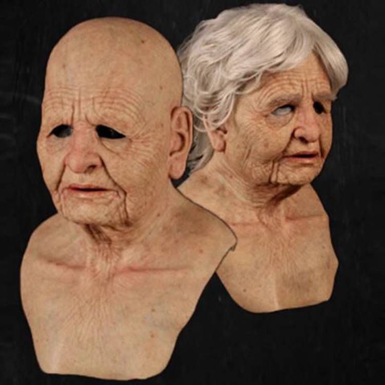 New Amazon Wig Old Man Headset Halloween Horror Props Headset White Beard Old Woman Grandpa Mask