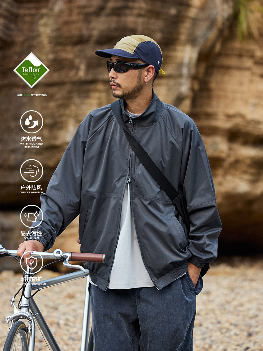 Trs Men's Wear丨24Aw Outdoor Loose Commuting Constantlon Three-Proof Stand Collar Cycling Training Wear Jacket Men