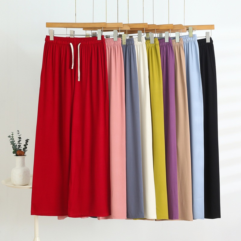 New Cotton Silk High-Waisted Straight-Leg Pants for Women, Spring and Summer Thin Casual Pants, Loose and Slimming, Versatile Wide-Leg Pants