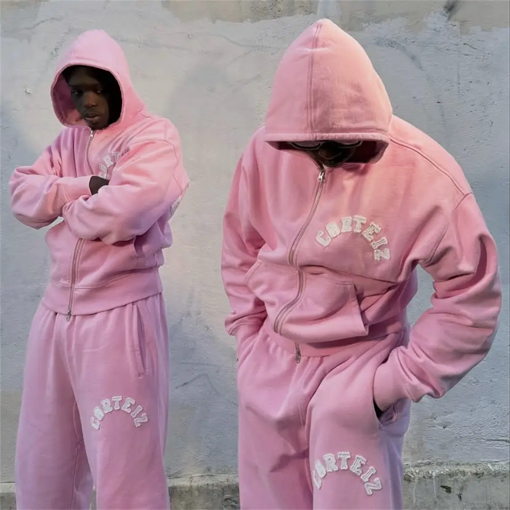 Cross Border New arrival Corteiz Alphabet Print Hooded Sweatshirt Suit Fashion Wind Trendy Loose Casual Sportswear