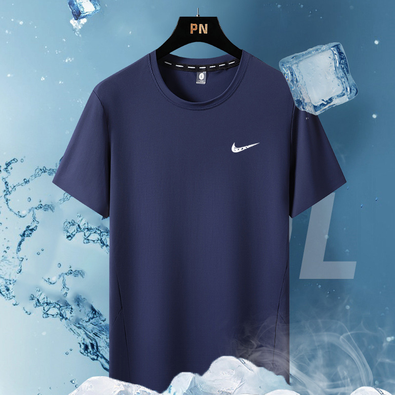 2025 New Arrival Summer Men's Seamless Ice Silk Quick-Drying T-shirt Sports Elastic Short-Sleeved Outdoor Round Neck Base-Layer Shirt Top