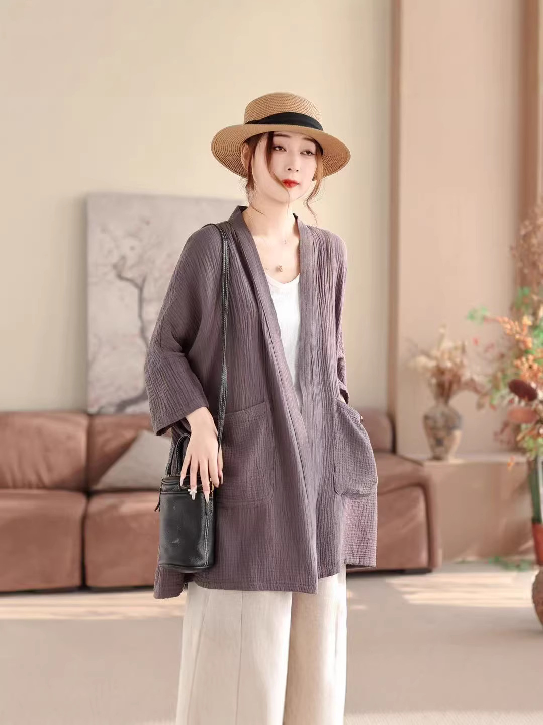 2026 Spring Style Shirt Jacket Women's Loose Casual Korean Style College Style Mid-Length Jacket Skin-Friendly New Style