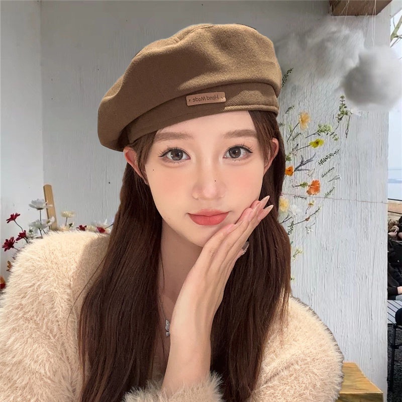 New Style Women's Woolen Beret Hat, Fashionable British Artist Style, Face-Slimming, Retro Versatile Octagonal Hat