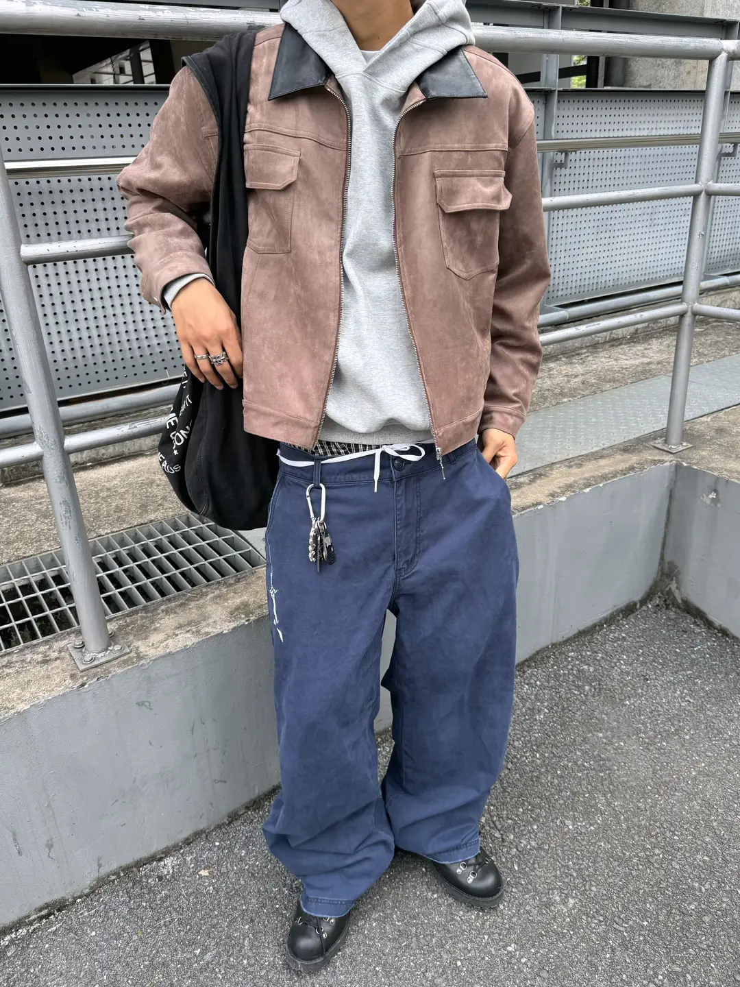 CENSMADE basic commuting versatile suede tricolor zipper jacket boxy short width version cleanfit