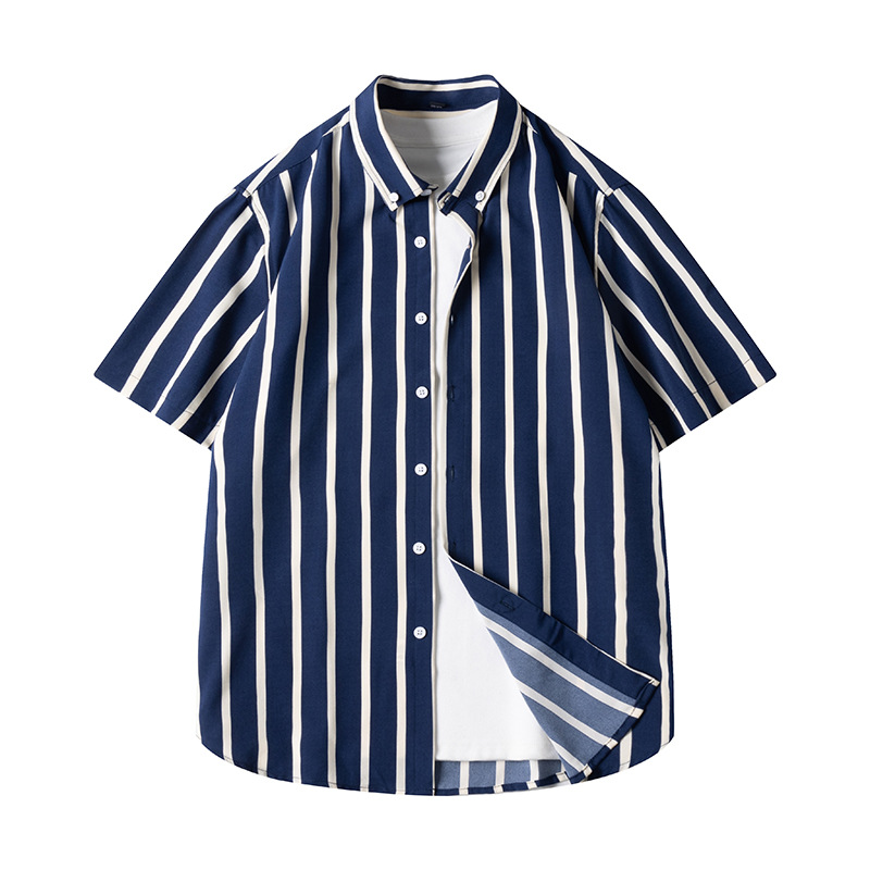 202 Summer New Style Shirt Trendy Plaid Style Casual Breathable Short-sleeved Teenager Men's Top