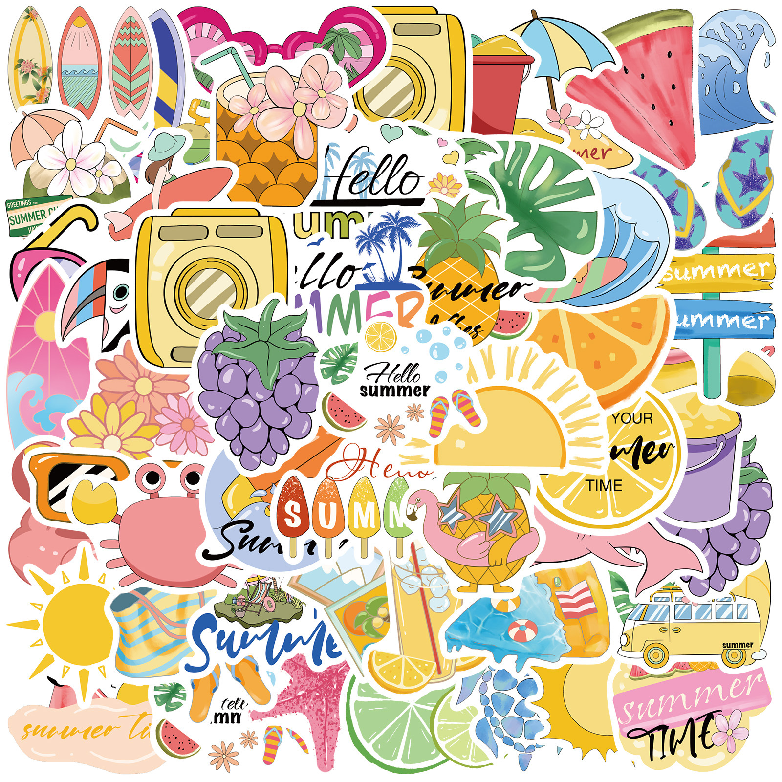 50 New Cross-Border Vsco Summer Cool Graffiti Stickers DIY Outdoor Water Cup Trolley Case Handbook Decoration Stickers