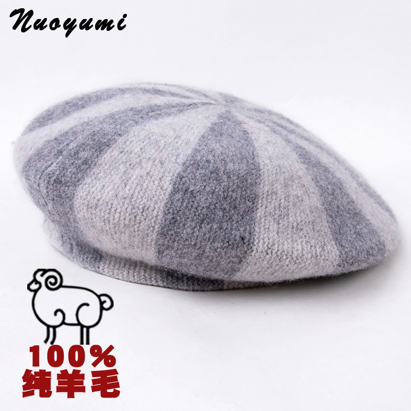 100 Wool Bailey Hat Women's Winter Warm Thickened Wool Hat Knitted Hat Outdoor Cold-proof Ear Protection Winter Hat