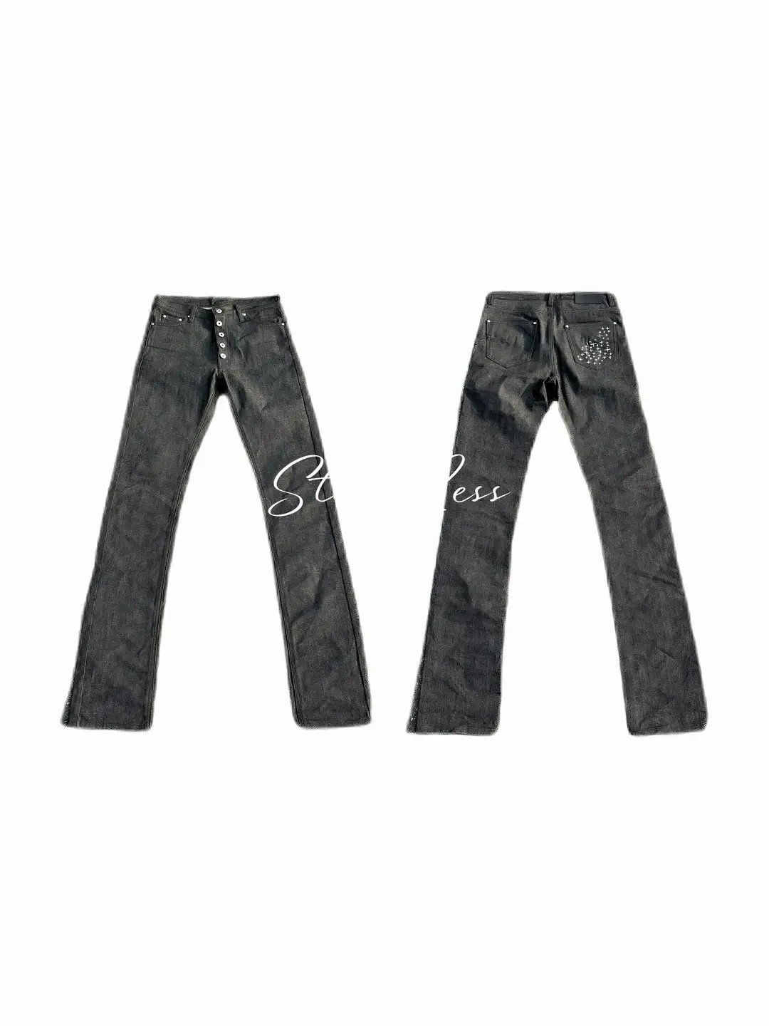 Stainless Narrow Red-Edged Gold Main Training Skinny Straight-Leg Jeans Hediboy Raw Denim