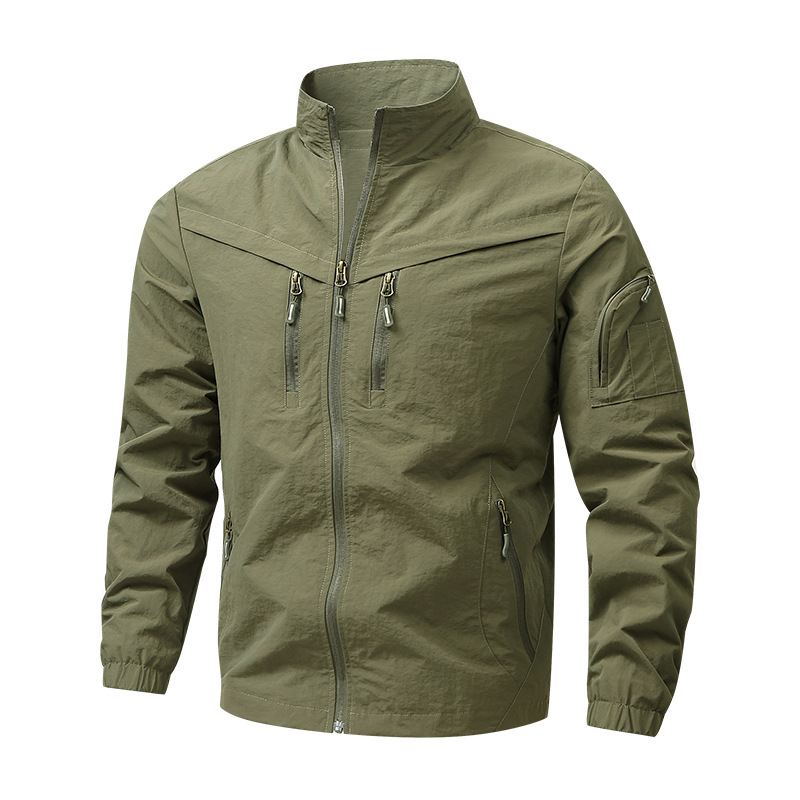 2026 Spring and Autumn Outdoor Sports Jacket Men's Windproof and Waterproof Thin Loose Large Size Casual Stand Collar Jacket