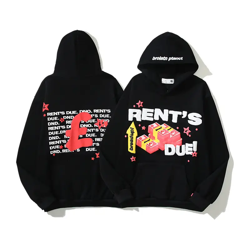 2025 Cross border American Broken Planet Hoodie Money Star Letter Foam Men's and Women's Popular Hoodie Hoodie