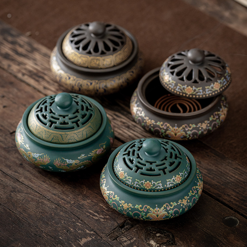 Ceramic cloisonne censer backflow incense burner incense burner incense incense way enamel color cross-border a generation of hair