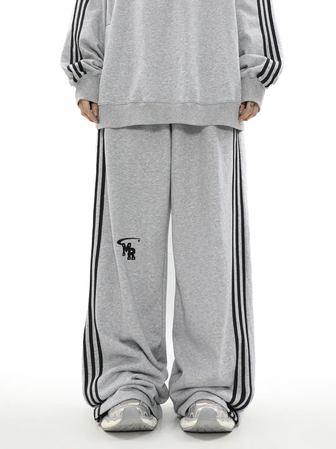 Mrnearly American Retro Sweatpants High Street Straight Wide-Leg Sports Pants Men's Autumn and Winter Style Couple Casual Long Pants