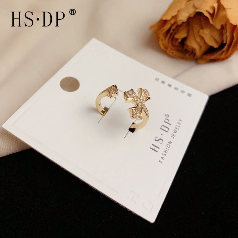 European and American Cross-Border Personalized Fashion Full Diamond Cross Open Ring Elegant Simple Versatile High-End Index Finger Ring