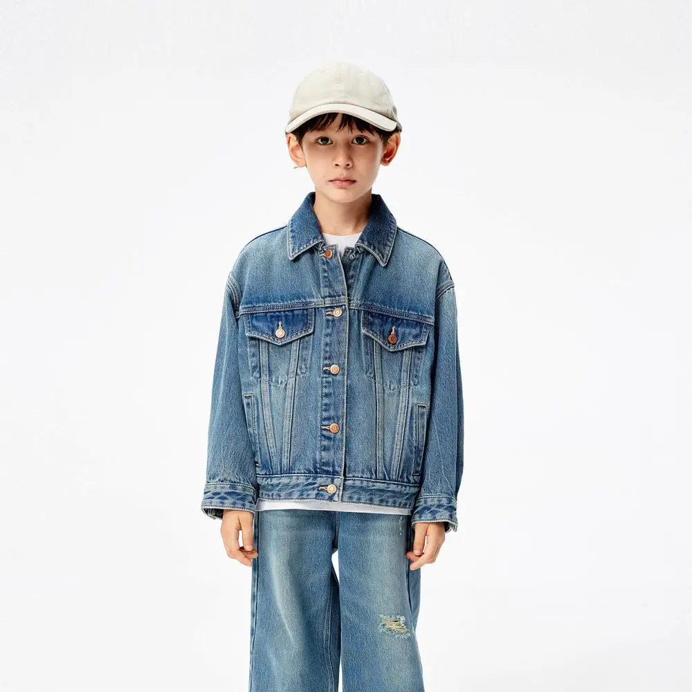 Little Moco Children's Clothing 25 Spring New arrival Male girl pure cotton Cowboy Outwear kids jacket Kbe1Jktt03