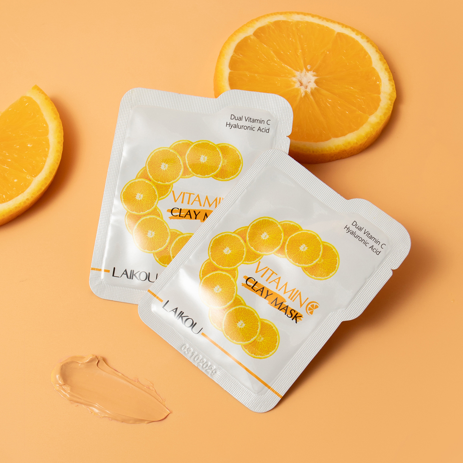 Cross-Border Spot New Product Laikou Vitamin C Mud Mask Sheet 5g Single Piece Cleansing Pores Smear Mask Export
