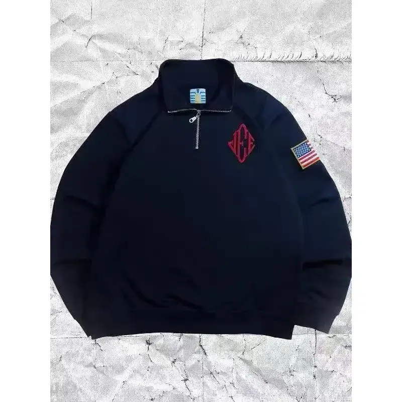 Epstein Ace Sweatshirt / Epstein Ace Printed Sweatshirt Half-Zip Loose Jacket