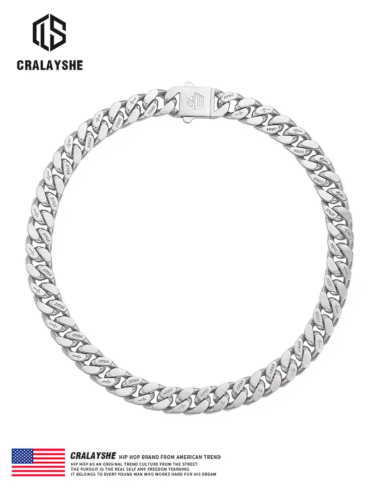 Official Authentic Matte Brushed Cuban Titanium Steel Necklace for Women Ins hip hop for Men and Women Fashion Niche High-End Trendy Brand