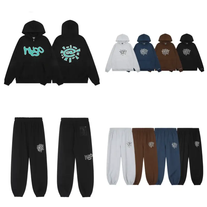 ADWYSD U.S. tide of fall and winter new men and women couples sun roll basic printing padded hooded sweater casual sweatpants