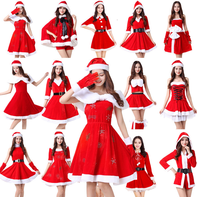 Yizi Color Factory Red Strap Christmas Dress Christmas Dress Stage Performance Uniform Temptation ds Performance Party Dress