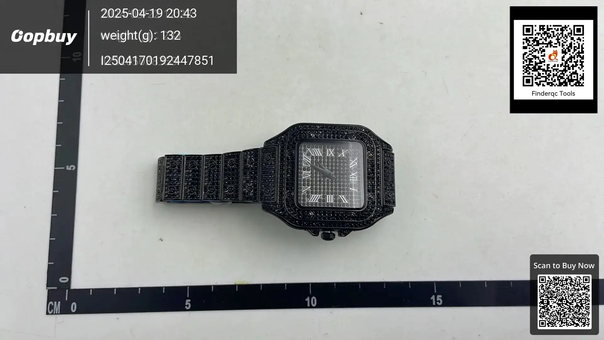 missfox European and American Golden Rome High-end Hip Hop Stars Diamond-encrusted Square Men's Watch Fashion Quartz Watch