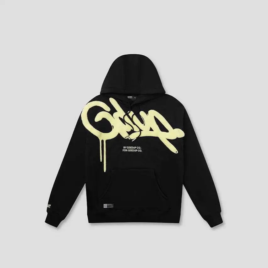 Cross-border Europe and the United States street GEEDUP letters embroidered hoodie men and women with the same paragraph street retro loose hundred sweater