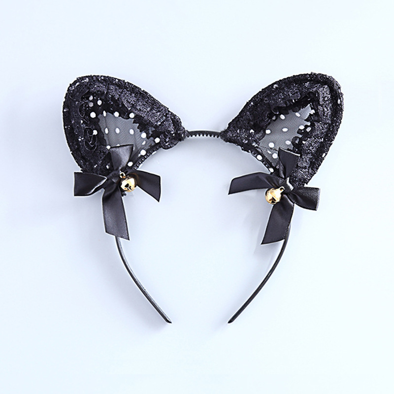 Sexy Hair Accessories Fun Accessories Bell Hollow Cat Ear Headband Lace Cute Hair Band Accessories Headwear Wholesale