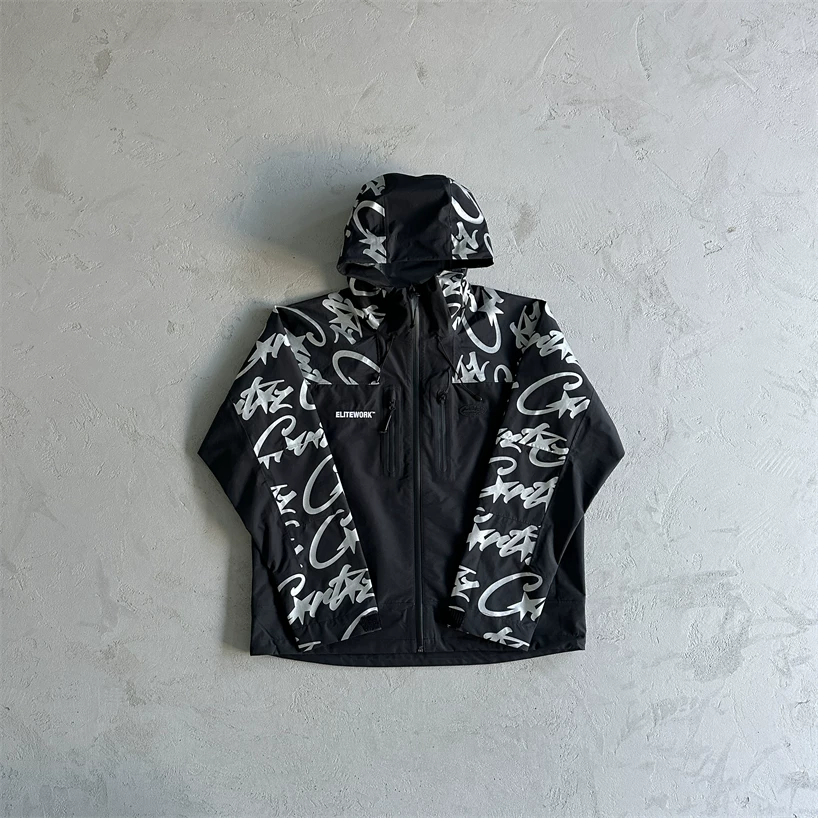 Corteiz Shell Jacket Men's Soft Shell Waterproof Reflective Jacket CRTZ Reflective