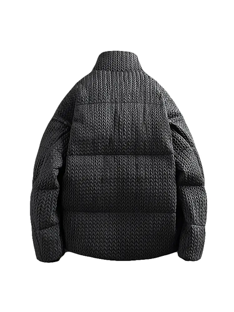 Musonmu Woven Wheat Ear Catwalk Style White Goose down Outwear Winter Classy Fashion Turtle Back thickened Down jacket Men