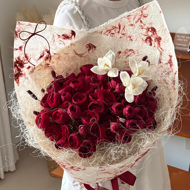 [3.8 Women's Day] Oriental Ink-Dyed Handmade Paper Flower Bouquet DIY Gradient Texture Flower Wrapping Paper Wholesale