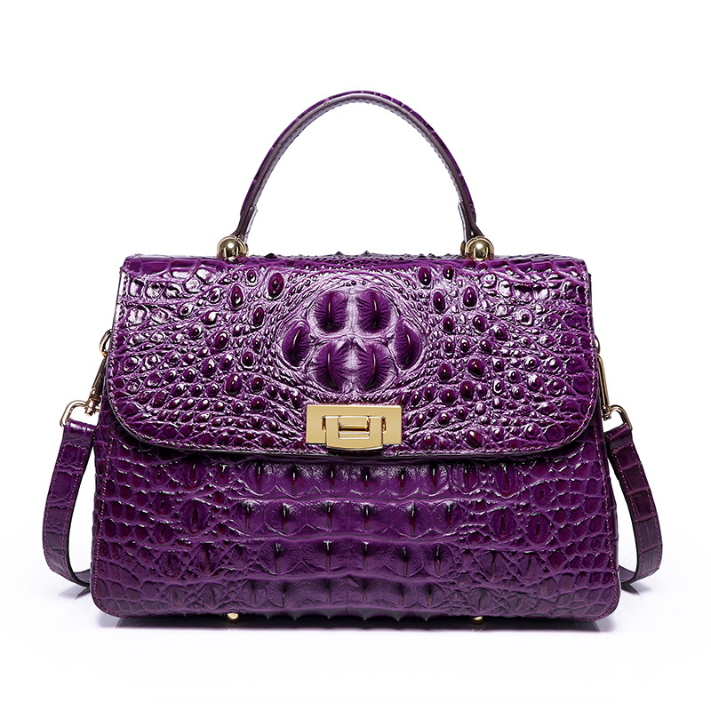 Crocodile Pattern Women's Bag, Genuine Leather Women's Shoulder Crossbody Bag, First-Layer Cowhide Handbag, Factory Direct Sale, Crocodile Leather Women's Bag