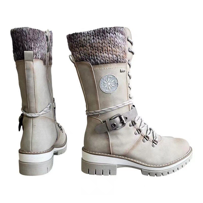 Plus Size Boots for Women 2024 Autumn and Winter Export New European and American Snow Boots Mid-Calf Thick Heel Round Toe Women's Knight Boots