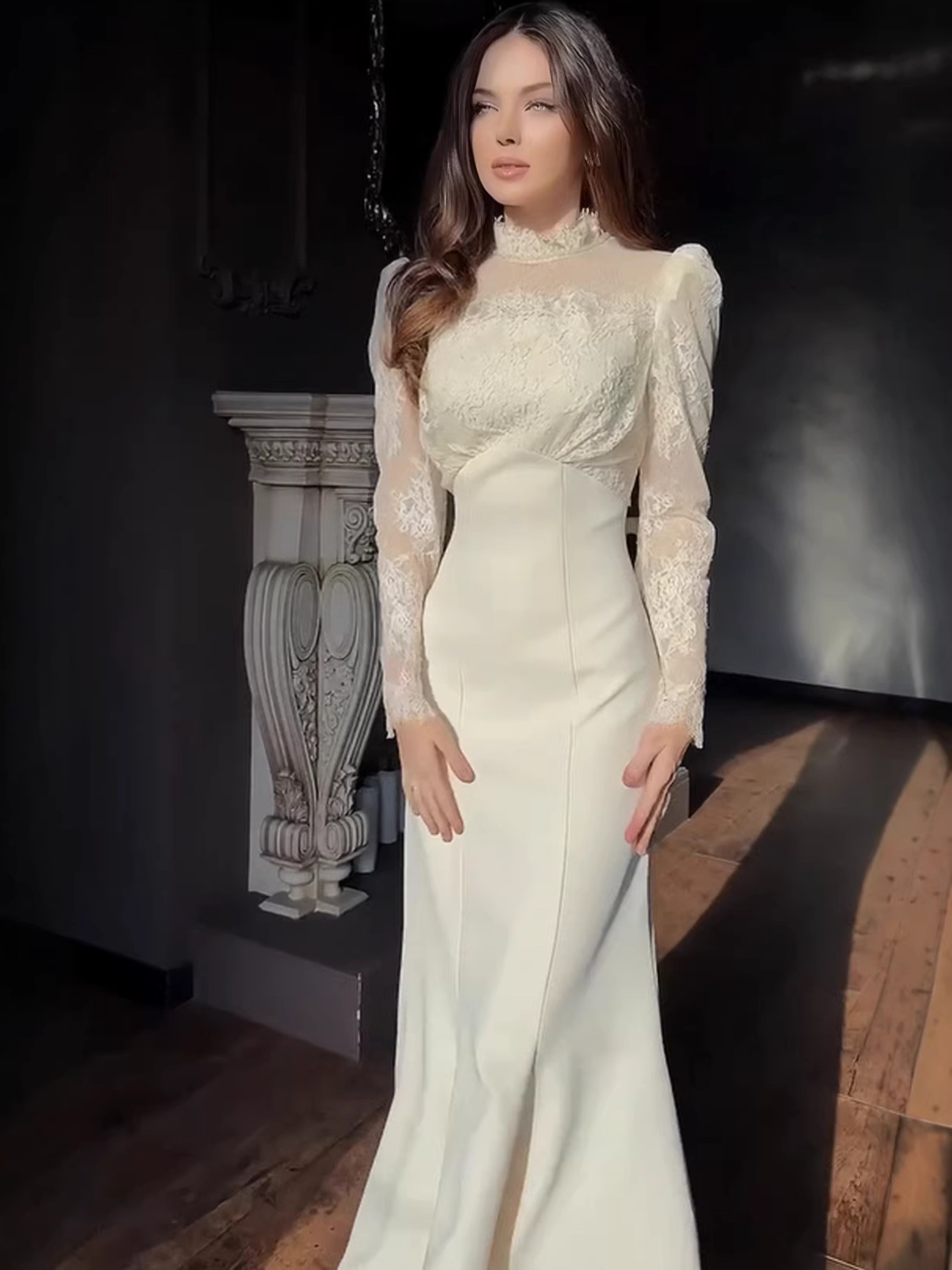 2026 New Spring Collection European and American Amazon Foreign Trade Autumn New French Style Waist-Cinching Slimming Long Dress