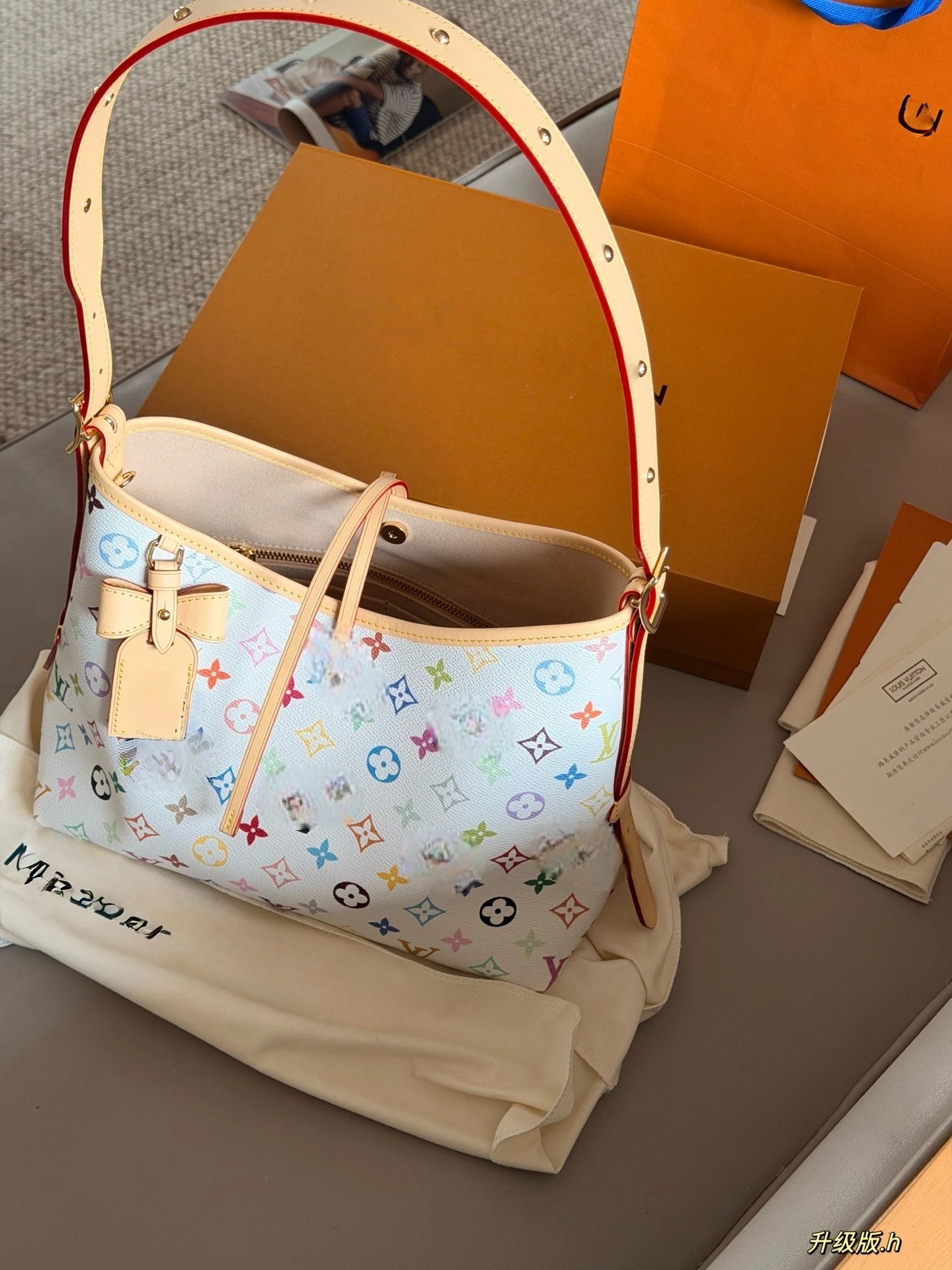 【原单级】现货高版本新款L中古三彩村上隆联名 Carryall单肩斜挎托特包通勤包