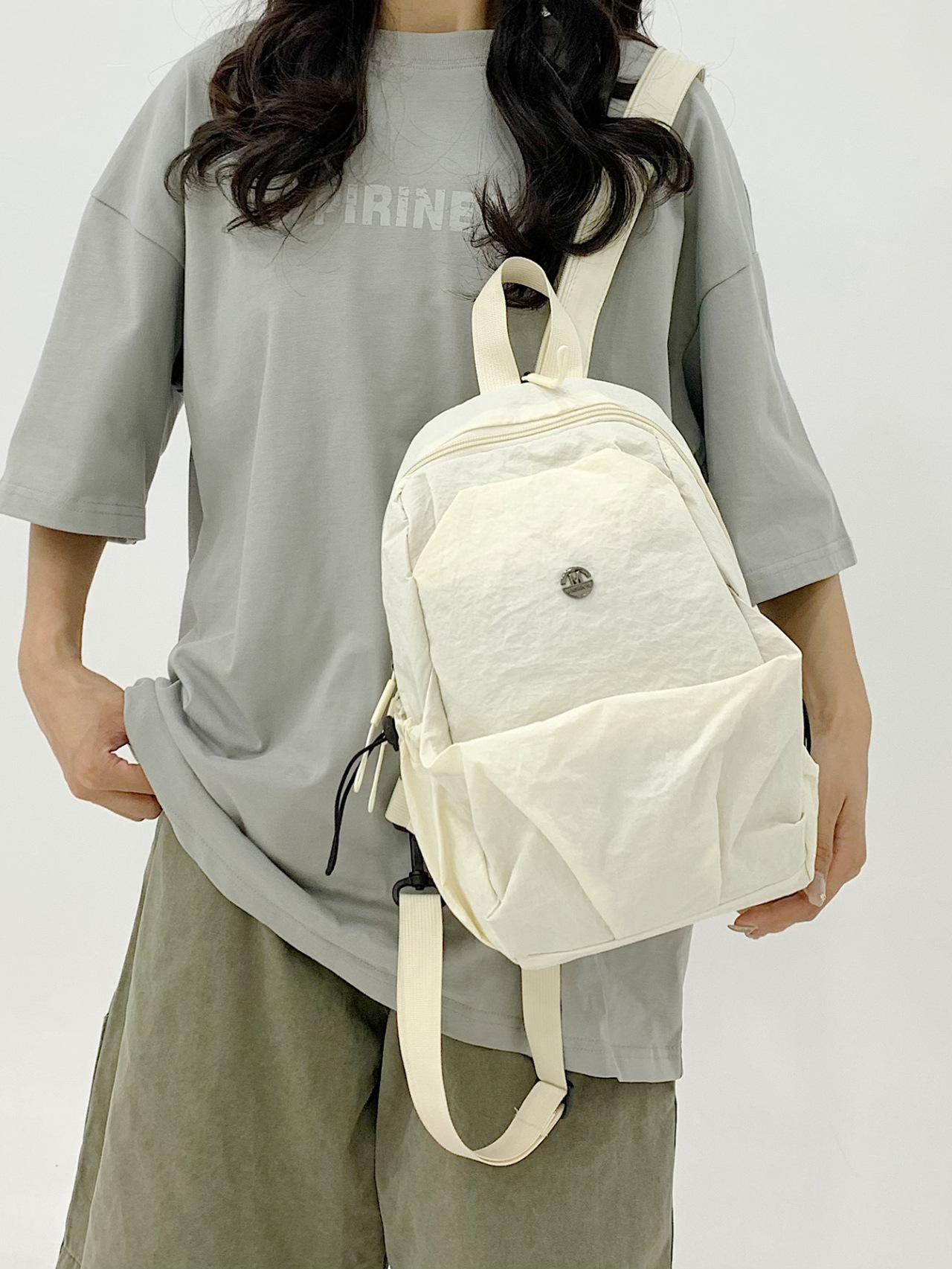 Backpack American Retro Casual Versatile Harajuku Style Backpack Size Simple Travel Lightweight Solid Color Student School Bag
