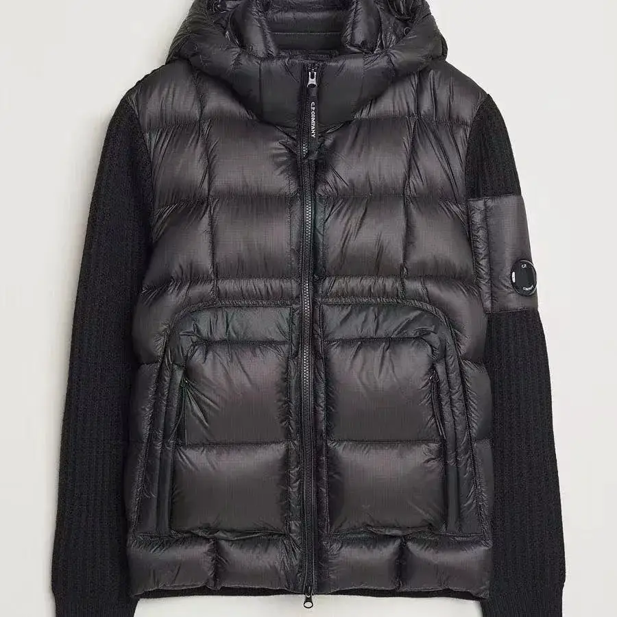 C. P autumn thick duck down warm and anti fouling hooded patchwork jacket embroidered