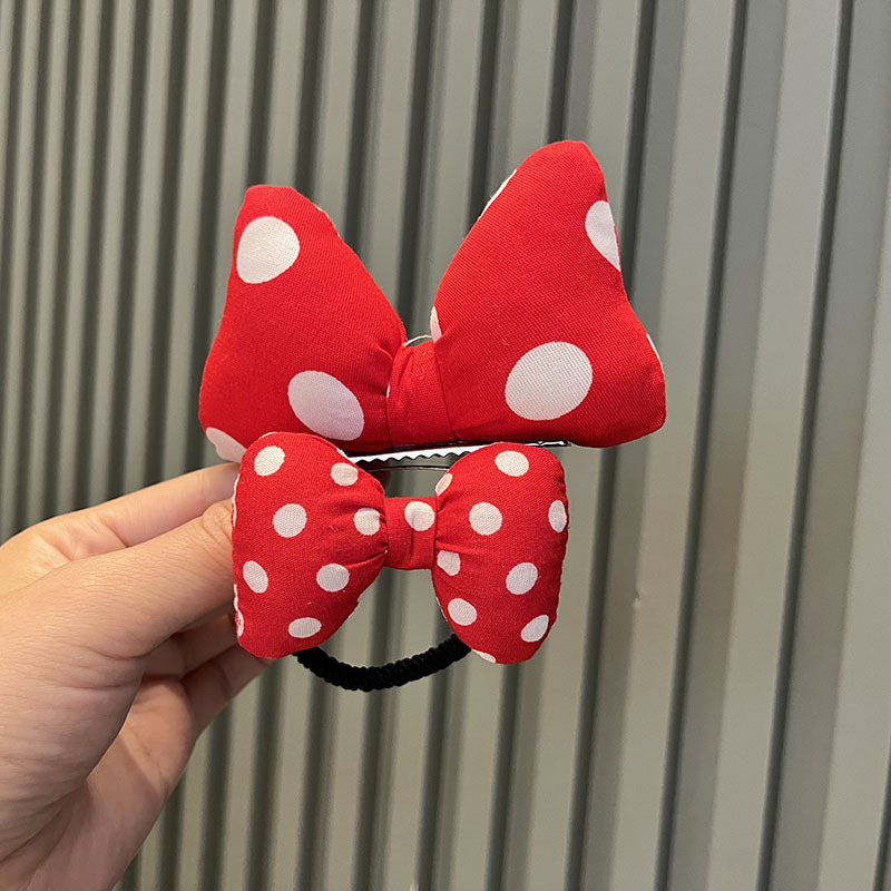 Children's hairpin little girl red polka dot bow headdress baby happy hair rope hairpin Japanese and Korean hair accessories wholesale