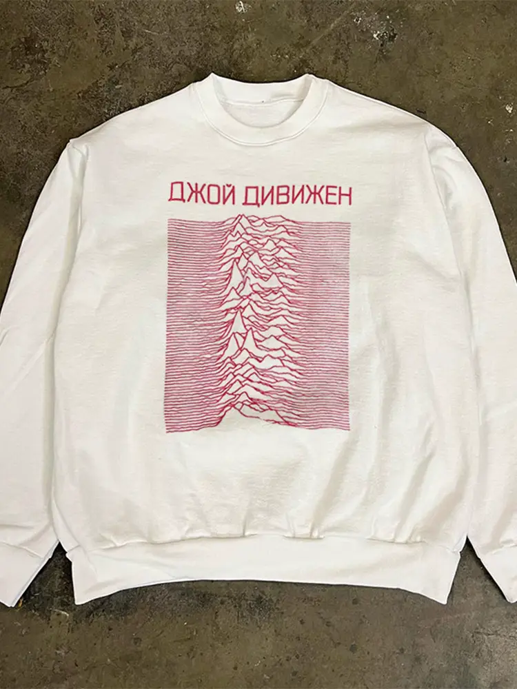 Joy Division Ecg (Electrocardiogram) European and American High Street Rock Heavy Texture Long-Sleeve Sweatshirt Trendy