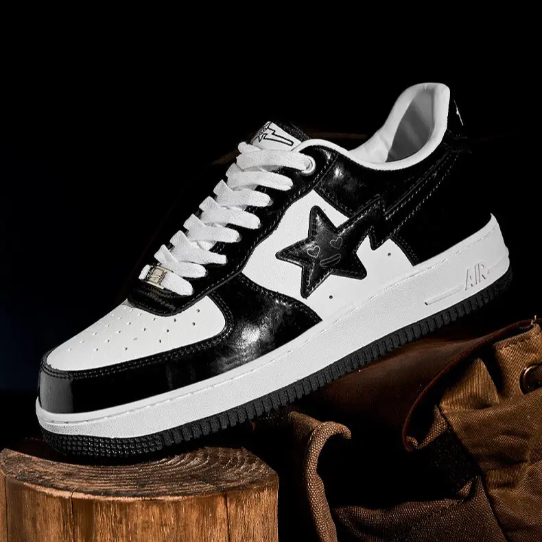 Black and White Panda Sneakers, Ape People, Stars, Men's and Women's Low-Cut Sneakers, Air Force One Sports and Leisure White Shoes, Putian