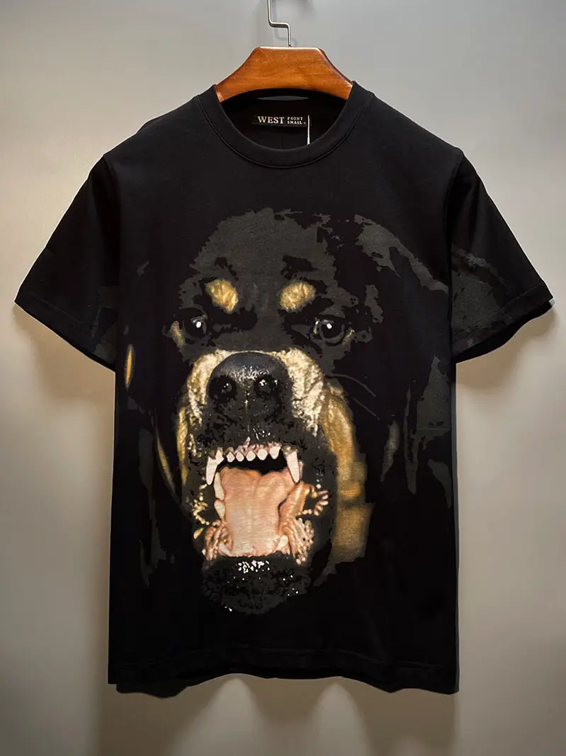 Europe and the United States trend ins fashion dog head cotton loose half-sleeved student clothes couple female t-shirt male short-sleeved tide summer