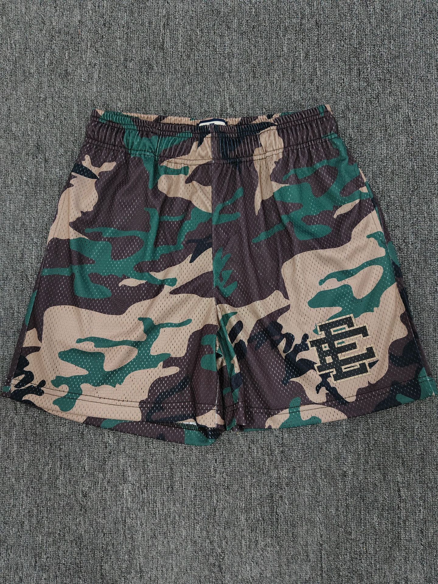 European and American Trendy Brand Camouflage Color Ee Five-Point Pants Training Running Mesh Quick-Drying Pants Casual Sports Shorts Factory Wholesale