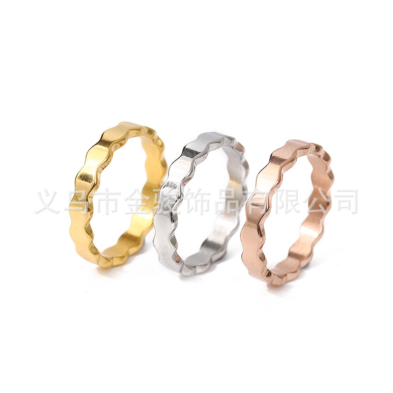 Minimalist Style Simple Popular Honeycomb Titanium Steel Ring Female Personalized Color Gold Stainless Steel Honeycomb Rhombus Tail Ring Index Finger Ring