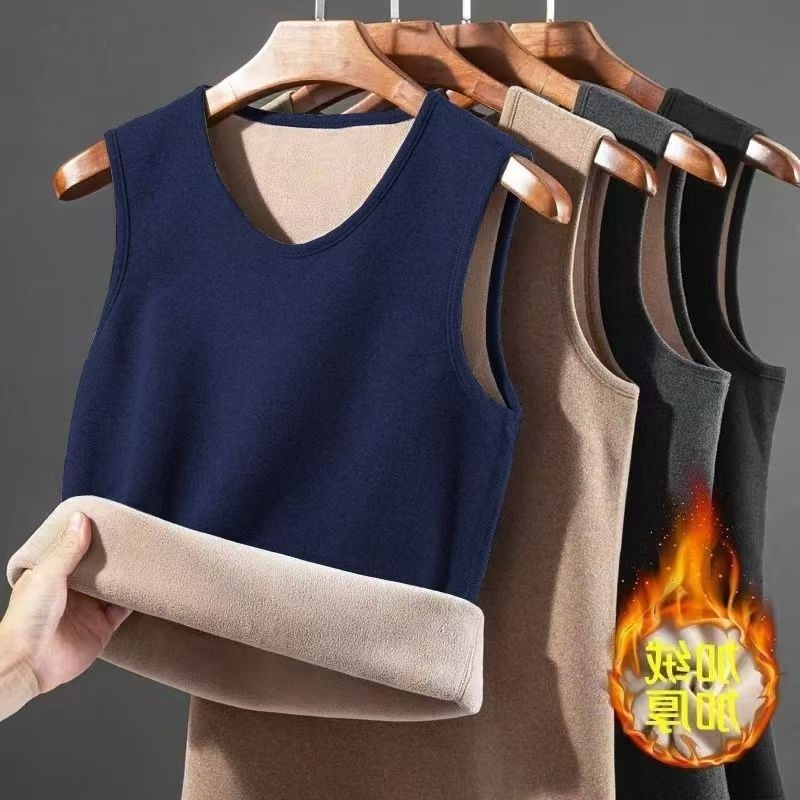 Fleece-Lined Thickened Thermal Vest for Men, Suitable for Wearing Inside in Autumn and Winter, Made of German Thermal Fabric, Slim-Fit Sleeveless Undershirt